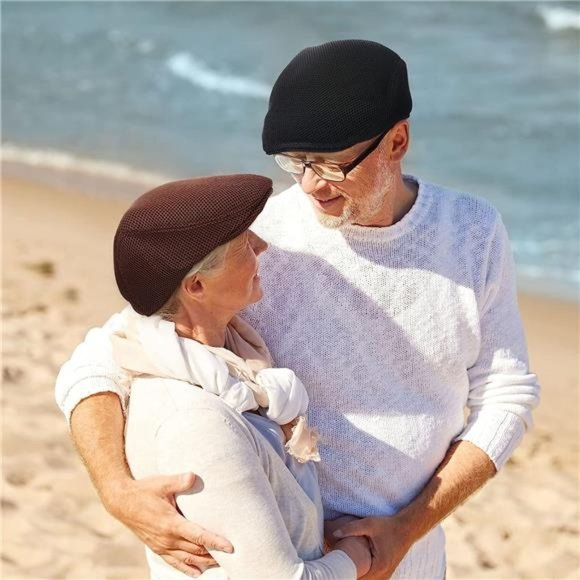 6 Pieces Men's Mesh Flat Cap Breathable Summer Newsboy Hat Cabbie Flat Cap - Picture 6 of 6